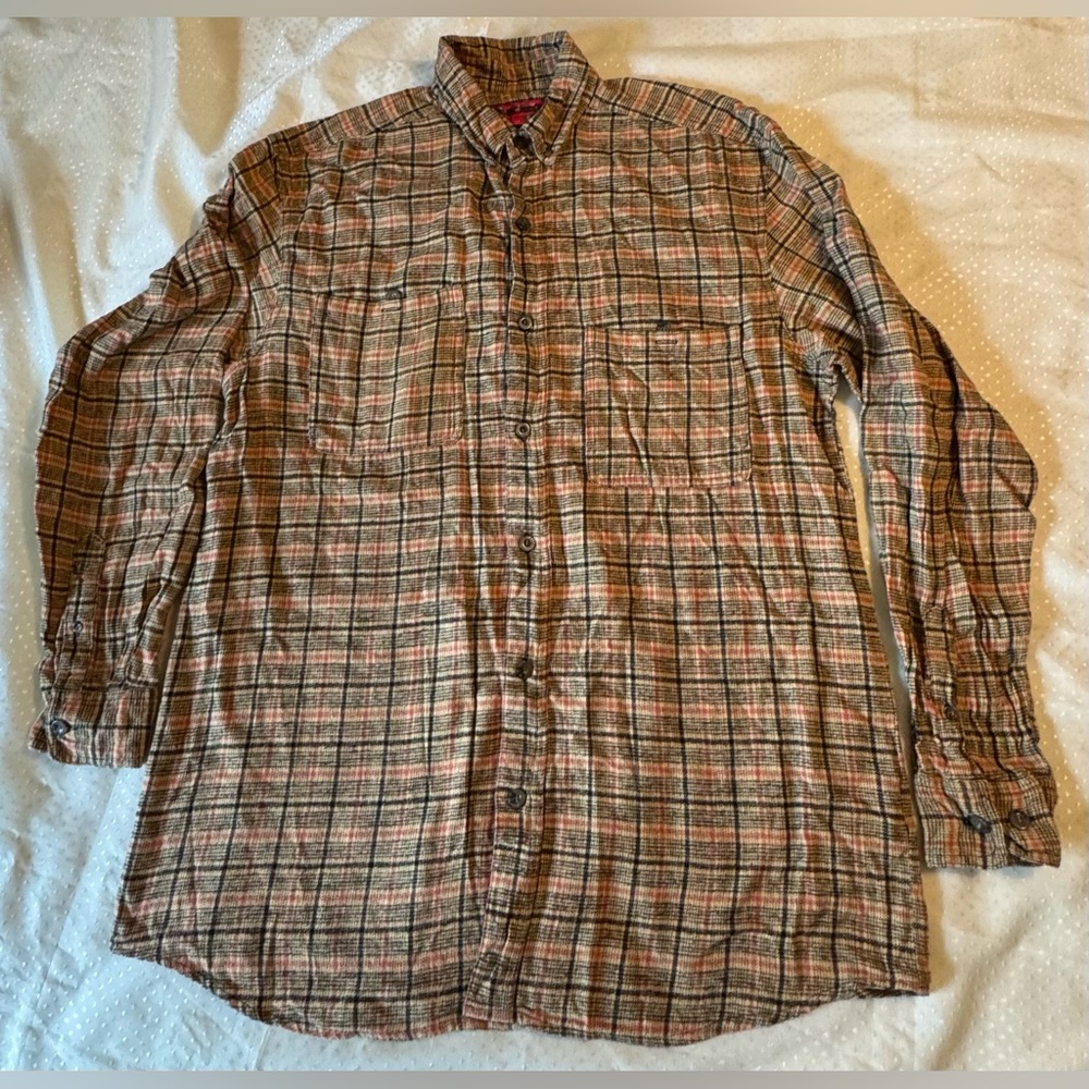 Men’s International Harvester McCormick Farmall Button Down Plaid Shirt Size LT